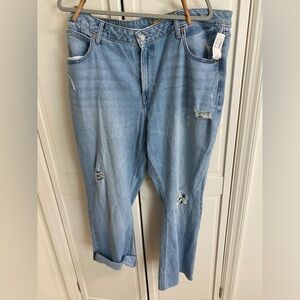 Maurices Wide Boot Leg High Rise Raw Hem Jeans Med. Wash 18W NWT 32" Inseam